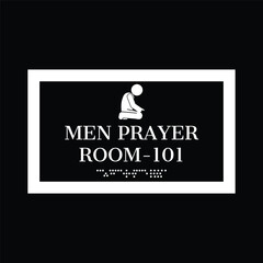 Muslim Men Prayer Room 101 Name Plate vector Acrylic 3d Lettering