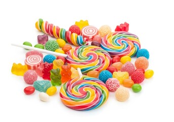 Colorful Candy Collection - A delightful assortment of colorful candies, lollipops, and gummy bears, perfect for a sweet treat or festive occasion