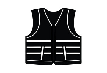 labor safety vest silhouette vector flat design illustration high visibility safety gear icon
