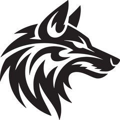 Wolf head vector design black and white animal illustration tribal tattoo graphic silhouette drawing logo art