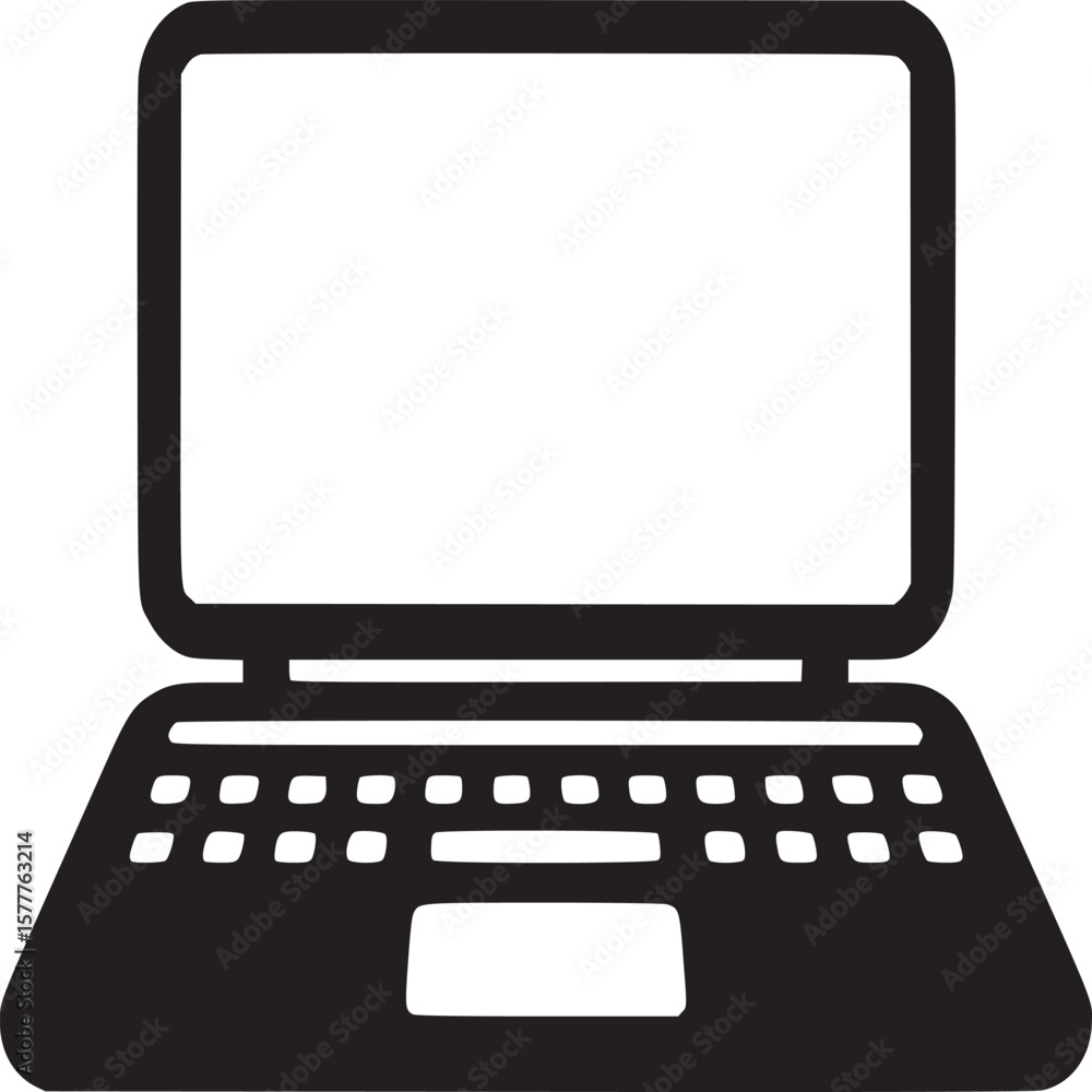Poster laptop computer vector icon illustration for graphic design and web design element use black and whi