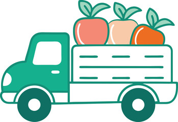 vintage farm truck carrying crates of vegetables 