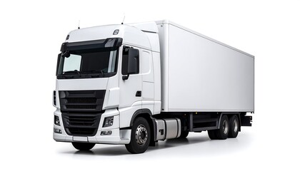 White semi-truck on white background