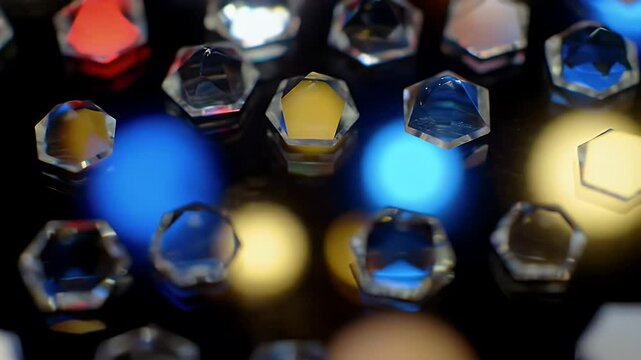 Pentagonal Prism Reflections on a Dark Surface, Play of Light and Shadow with Geometric Crystal Forms