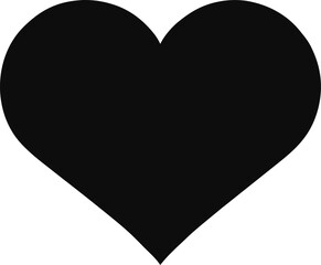 Minimal clean black silhouette icon of a heart on white background.
