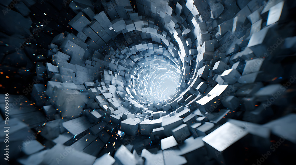 Aufkleber a futuristic tunnel of geometric shapes and patterns, leading into an unknown destination with archi