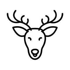 Cute cartoon deer head vector illustration isolated on white, featuring prominent antlers