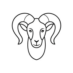 Fototapeta premium bighorn sheep head with curled horns line art