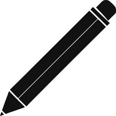 Minimal clean black silhouette icon of a pencil on white background

