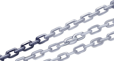 Fototapeta premium straight steel chain isolated on white transparent background. silver reflective chain. cut out.link, bond, clip, connection, gem, grey, hard, jewellery, metallic, power, reflective, row, safety, 