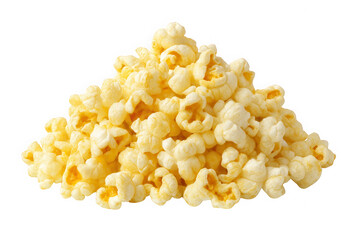 Isolate transparent A pile of popcorn is on a white background, PNG die-cut for advertising
