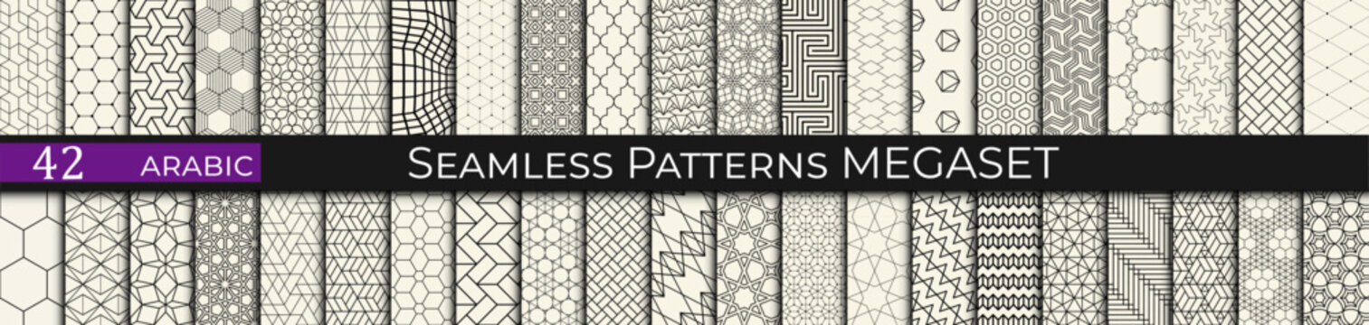 seamless geometric arabic pattern set, islamic background 