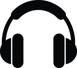 Minimal clean black silhouette icon of headphones on white background
