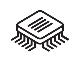 Minimalist Digital Chip Icon with Clean Design