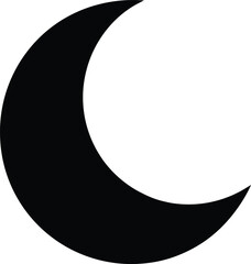 Minimal clean black silhouette icon of a crescent moon on white background.  © Mahmud