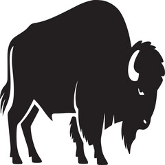 Black bison silhouette vector illustration for logo design and wildlife art projects and graphic design needs
