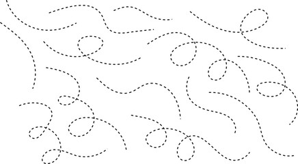 curved line set. Spiral dotted line arrow. Seamless pattern of continuous wavy lines. Abstract black lines wave curve motion. Wave ornament pattern