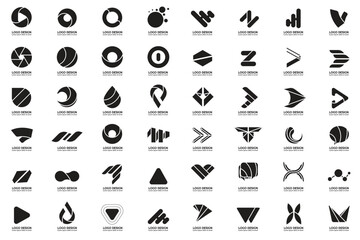 Black and White Modern Shapes Logo's, Tech Logo's, Unique Logo's, Alphabet Logo's.