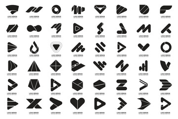 Black and White Modern Shapes Logo's, Tech Logo's, Unique Logo's, Alphabet Logo's.