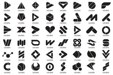 Black and White Modern Shapes Logo's, Tech Logo's, Unique Logo's, Alphabet Logo's.