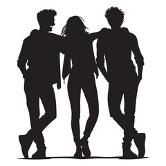 Back to Back Cool Friends Silhouette Expressing Attitude