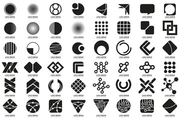 Black and White Modern Shapes Logo's, Tech Logo's, Unique Logo's, Alphabet Logo's.