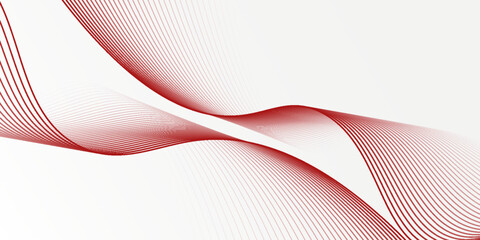 Red stripes on a white background. Creative line art. Red waves with lines. Curved wavy line, smooth stripe.