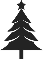 Minimal clean black silhouette icon of Christmas tree on white background
