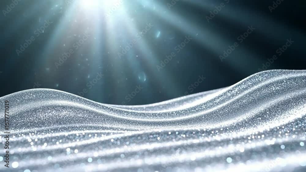 Poster sparkling serenity: abstract, artistic rendering of shimmering waves under the ethereal glow of sunl