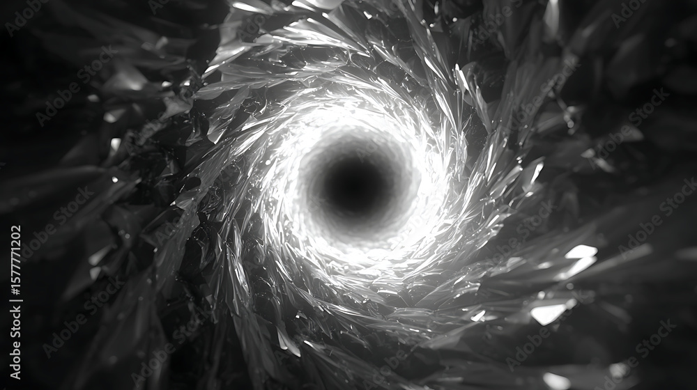 Poster a swirling tunnel of light and shadow creates a dramatic and abstract 3d render