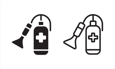 Medical Suction Device Icons &ndash; Solid and Outline Style Vector Set