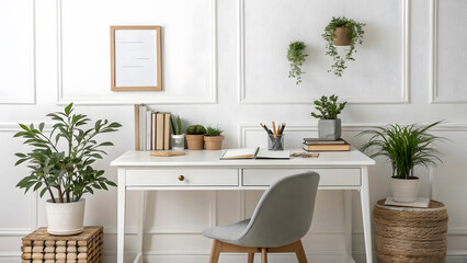 Fototapeta premium Garden dining table with chairs in a stylish home interior