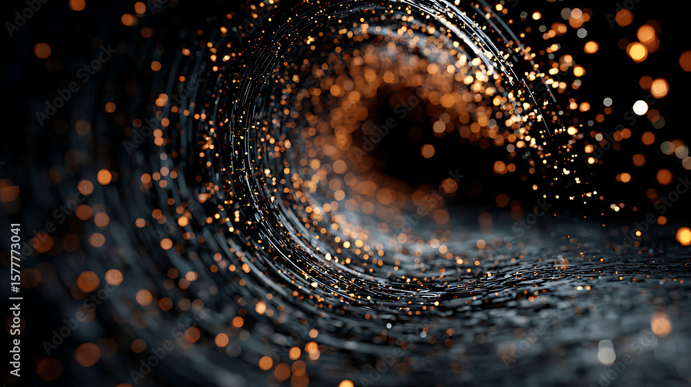 Poster a mesmerizing vortex of light and bokeh particles creates a futuristic abstract tunnel