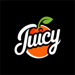 Naklejka premium Juicy Orange Fruit Logo with Calligraphic Typography