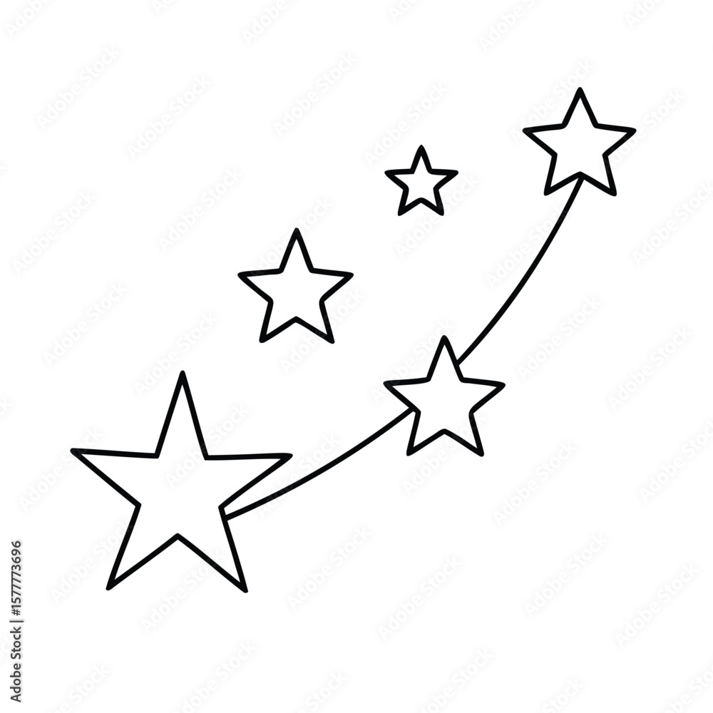 Poster handdrawn stars on with curved line connecting some outline