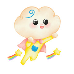 Baby boy wearing a red cloak flying in the sky png