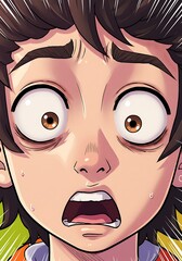 驚きの一瞬、漫画風イラスト