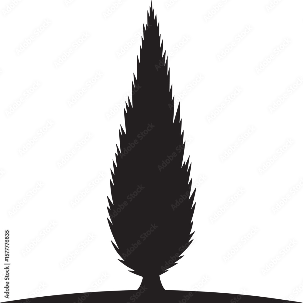Poster isolated cypress tree silhouette vector illustration for landscape design and garden element graphic
