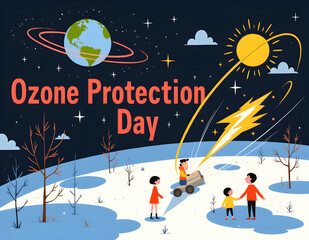 Naklejka premium Ai generated image of ozone protection day with vector view.