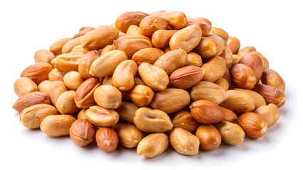 Roasted peanuts isolated on white background