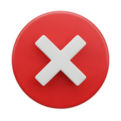 Obraz premium A red circle with a white x in the center against a black background in a rendered style image