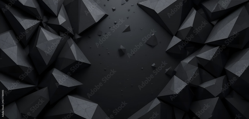 Poster this striking dark abstract art features sharp geometric shapes in black, offering a powerful visual