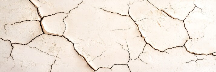 Fototapeta premium A close-up image of dry, cracked earth with visible fissures and an arid texture.