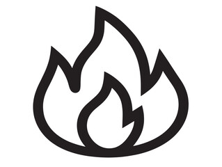 Simple fire icon in 2D minimalist vector design