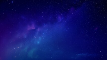 Fototapeta premium Vast deep blue night sky filled with twinkling stars and colorful nebulae