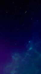 Fototapeta premium A shooting star streaks across a vibrant deep blue and purple starry night sky