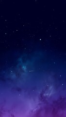 Obraz premium Vibrant purple and blue nebula with a shooting star across a starry night sky