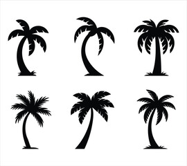 Fototapeta premium Island Palm Tree Vector Silhouettes