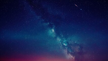 Vast starry night sky with milky way and a shooting star