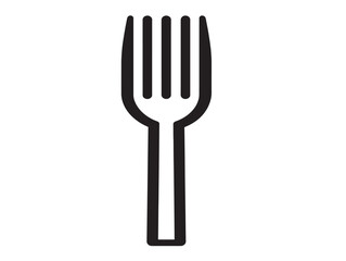Simple Vector Fork Icon with Linear Detailing